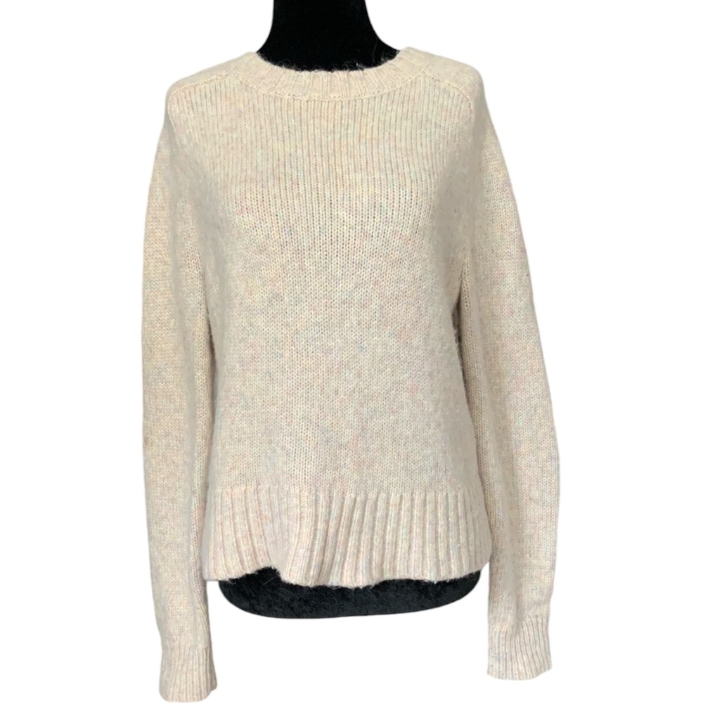 J Crew Cream Multi-Fleck Soft Wool/Alpaca Crewneck Sweater SZ M